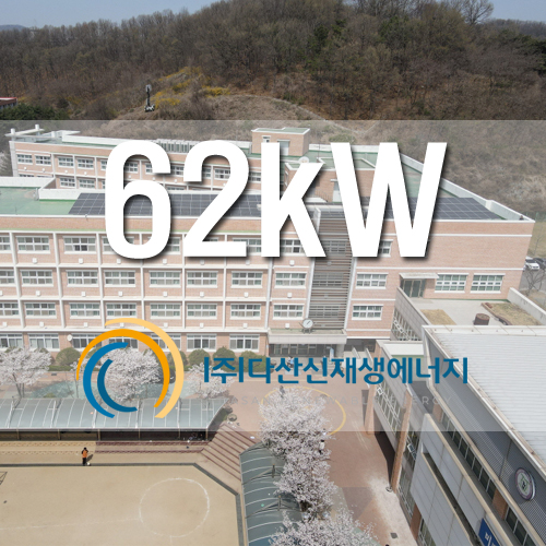 학교 옥상 태양광 설치 62kW 자가발전